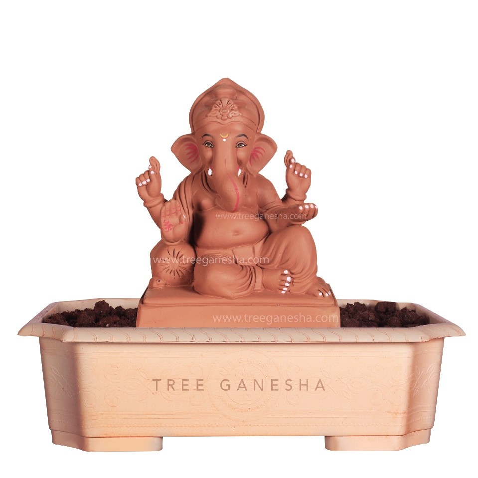 9inch Eco-Friendly Ganpati Murti | Tree Ganesha (Bal Ganesh Ganpati)
