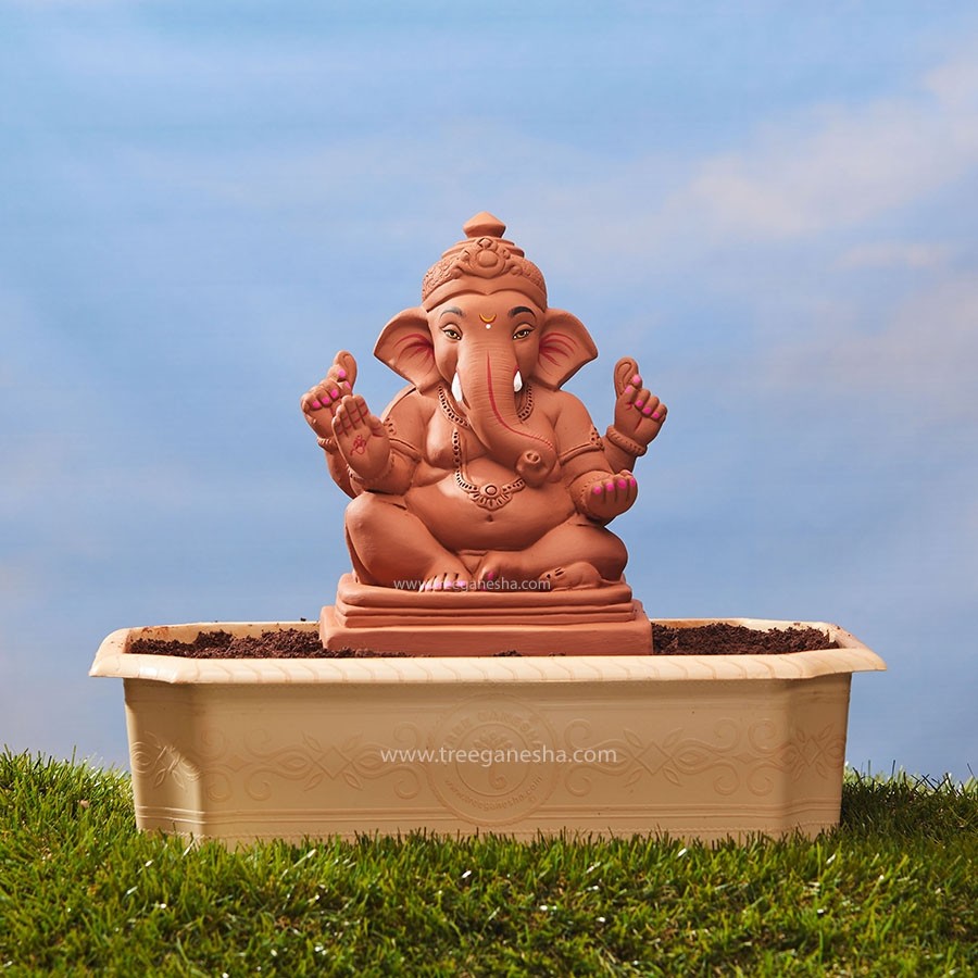 9inch Eco-Friendly Ganpati Murti | Tree Ganesha (Bal Ganesh Ganpati)